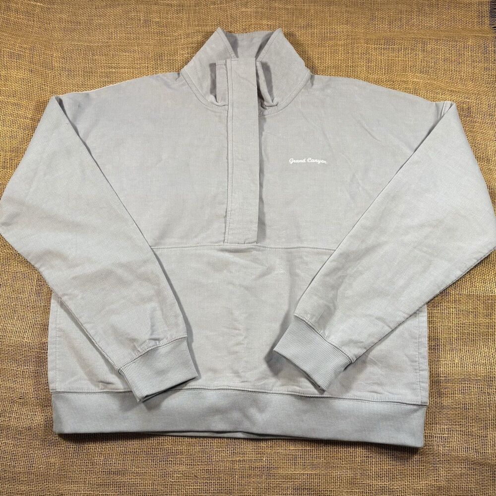League Men's 'Grand Canyon' 1/4 Zip Gray Corduroy Long Sleeve Shirt Size Large